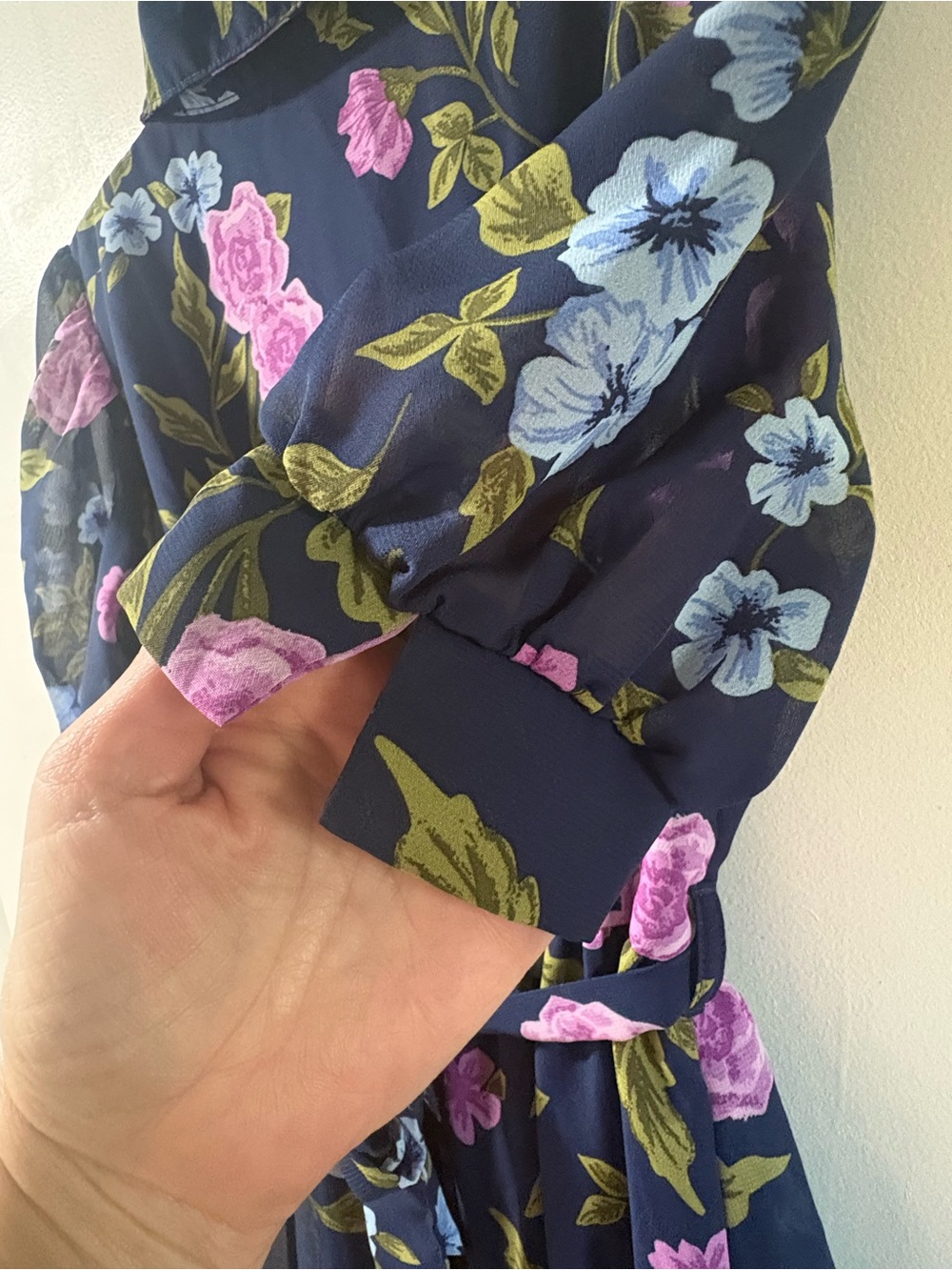 Zac Posen Navy Floral Midi Dress with Pink and Light Blue Blooms - Picture 8 of 8